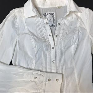 Vintage Guess Jeans Pearl Snap Pin Tuck Shirt SZ S